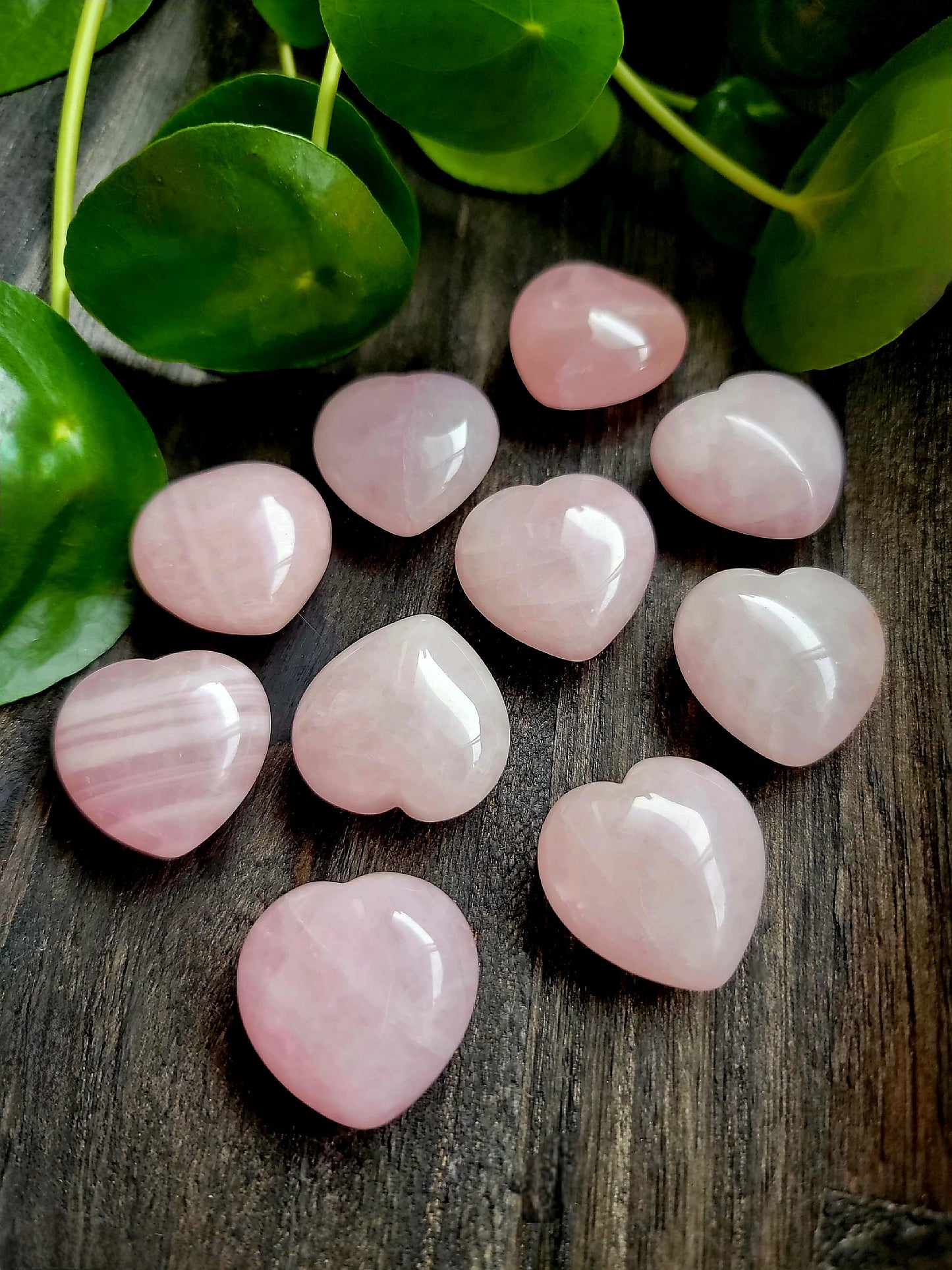 Pink Rose Quartz Puffy Heart Crystal Carving