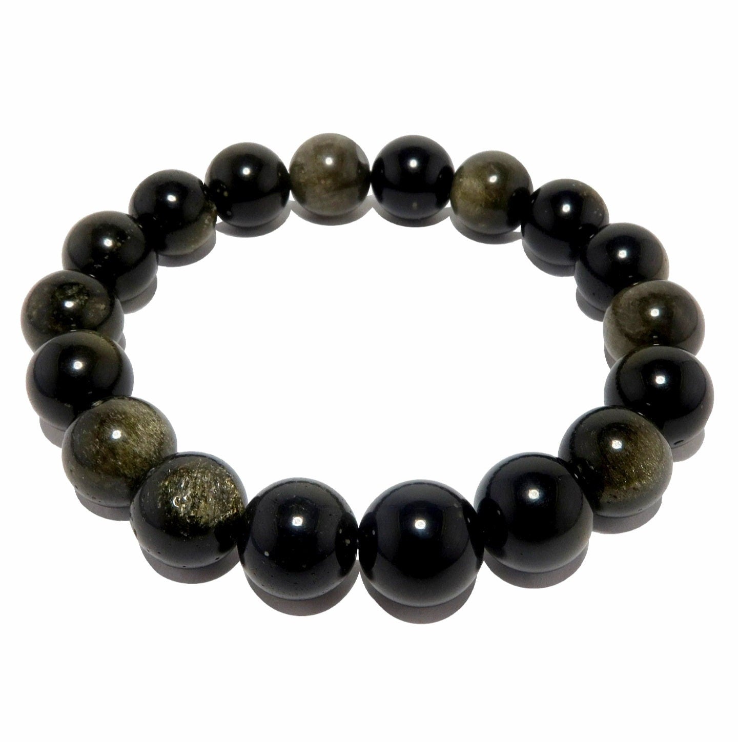 Gold Obsidian Crystal Stretch Bracelet