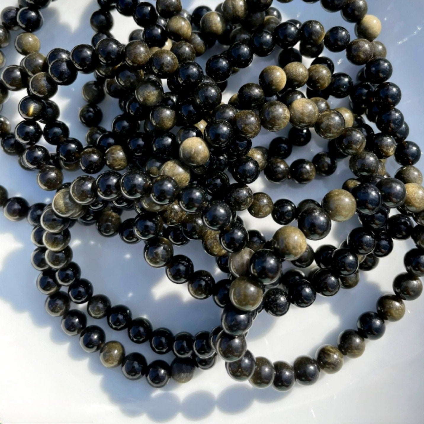 golden sheen obsidian stretch bracelet