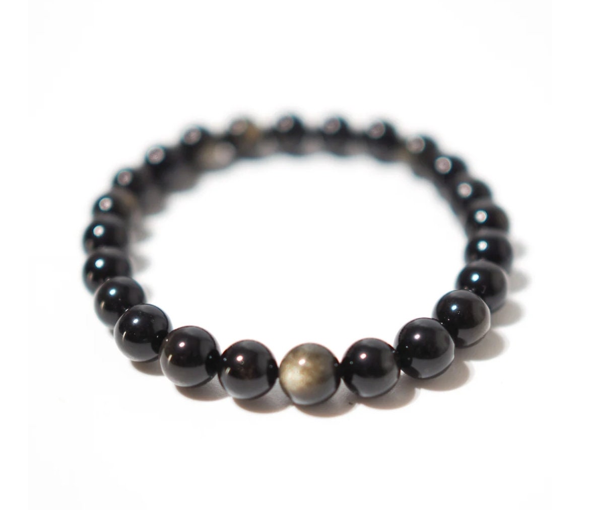 obsidian crystal mens bracelet