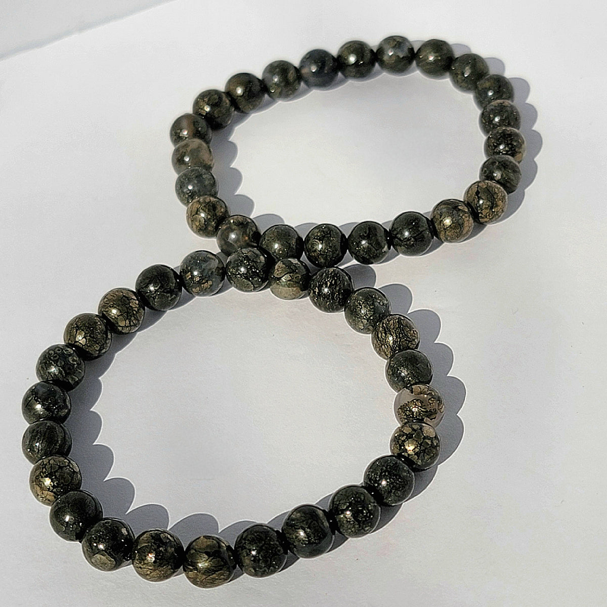 Rare Marcasite 8mm Gemstone Bracelet, Pyrite in Agate Crystal Bracelet, Spiritual Energy Jewelry, Genuine Nipomo Marcasite, Healer’s Gold