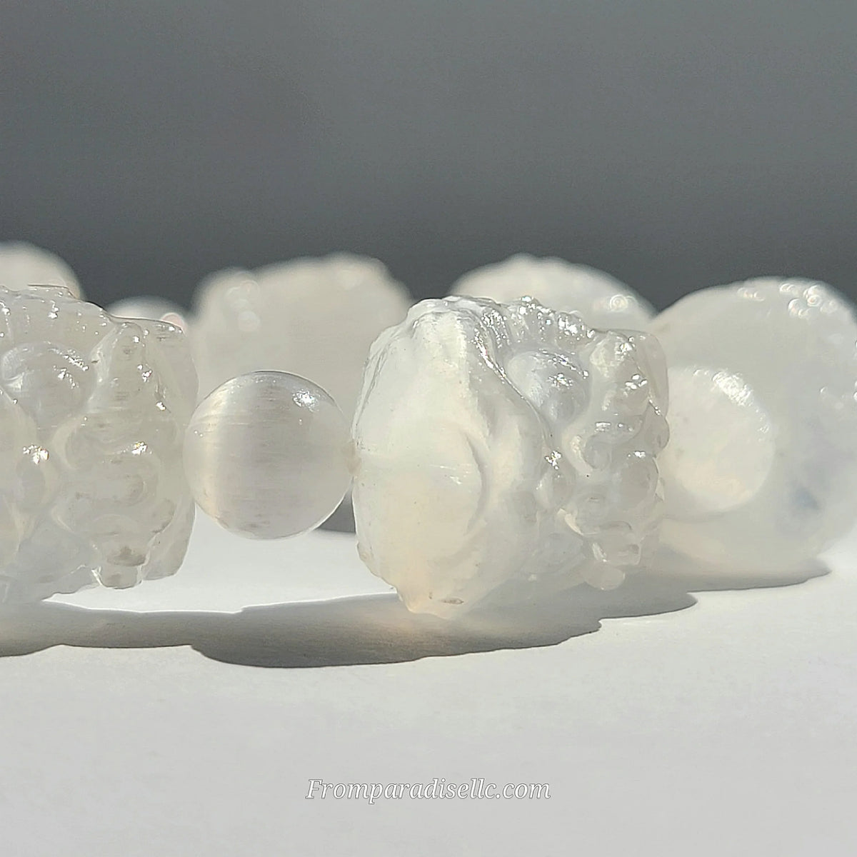 Chinese Tiger Bracelet Silver Selenite crystal bracelet for men