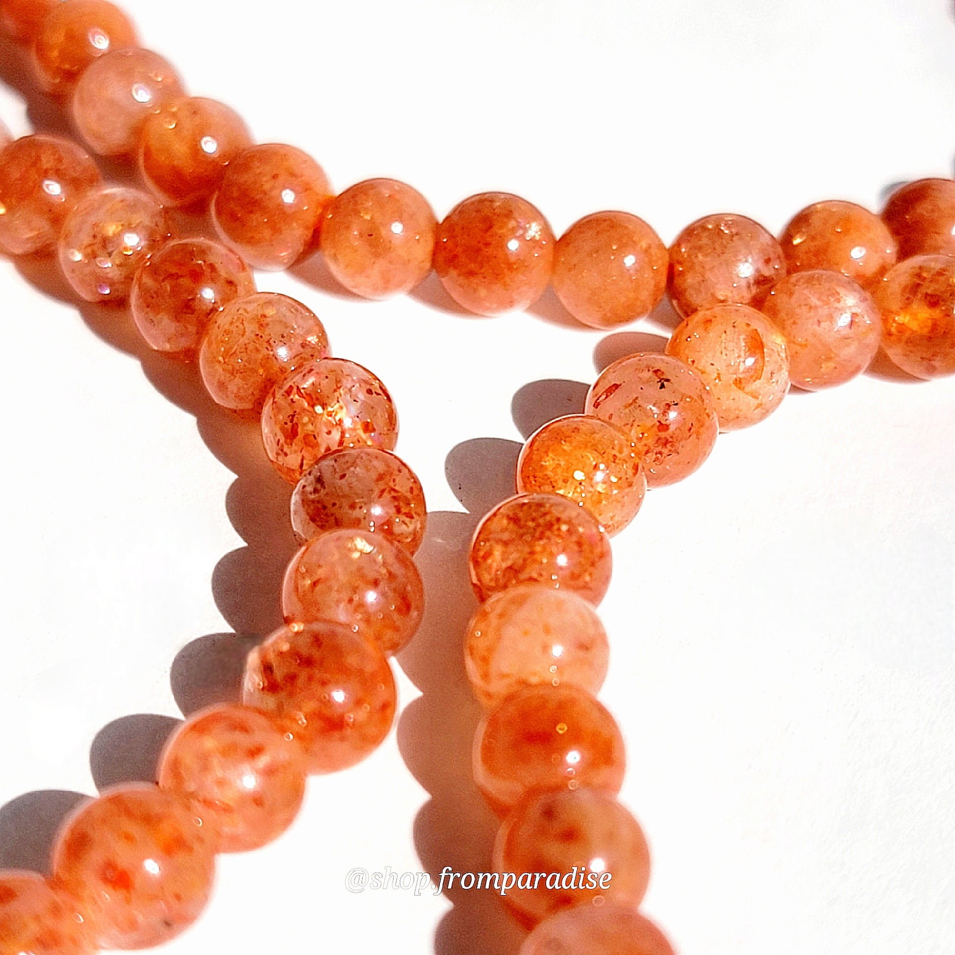 Orange Sunstone Crystal Bracelet Natural Sunstone Gemstone Stretch Bracelet Spiritual Healing Bracelets Anxiety Stress Relief Handmade