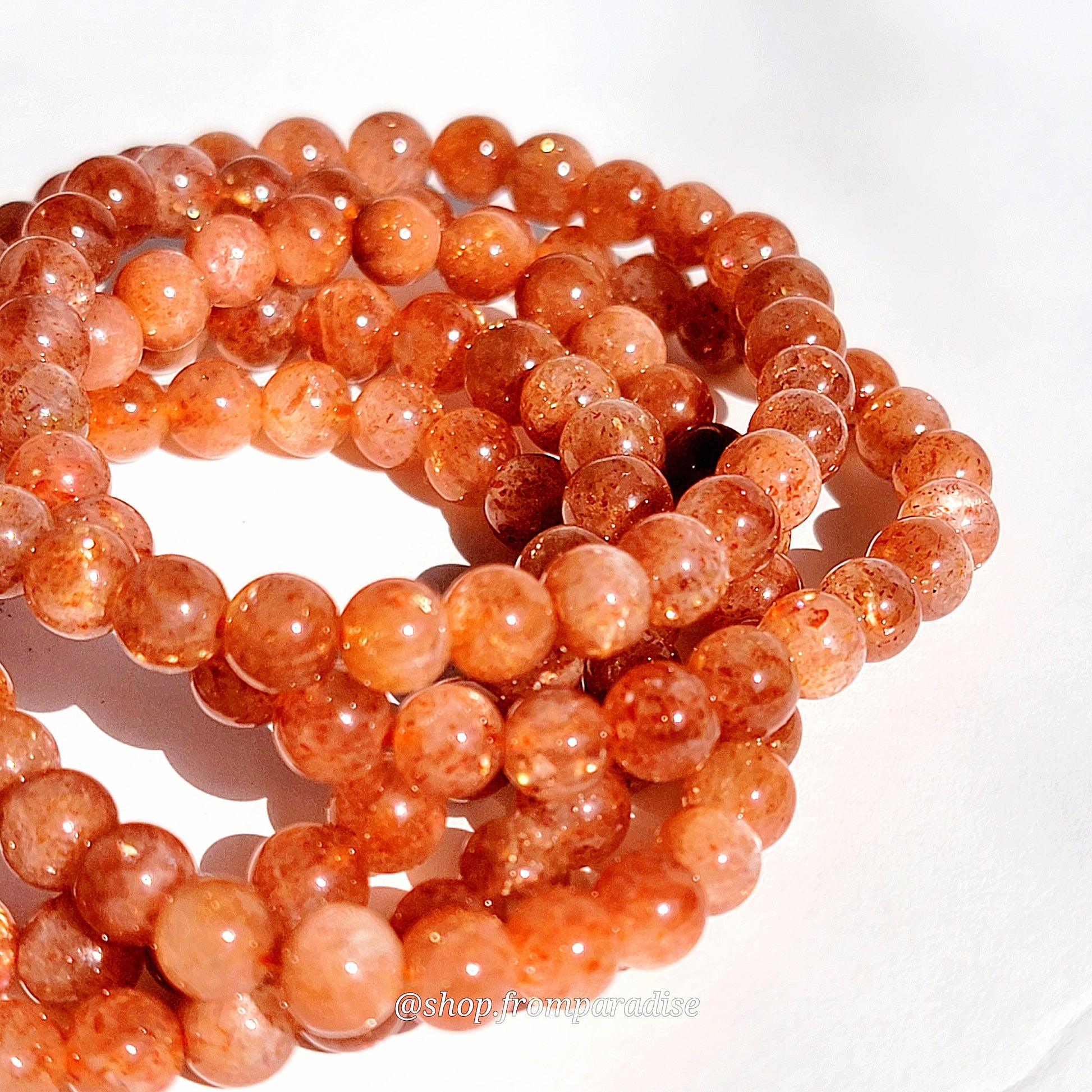 Orange Sunstone Crystal Bracelet Natural Sunstone Gemstone Stretch Bracelet Spiritual Healing Bracelets Anxiety Stress Relief Handmade