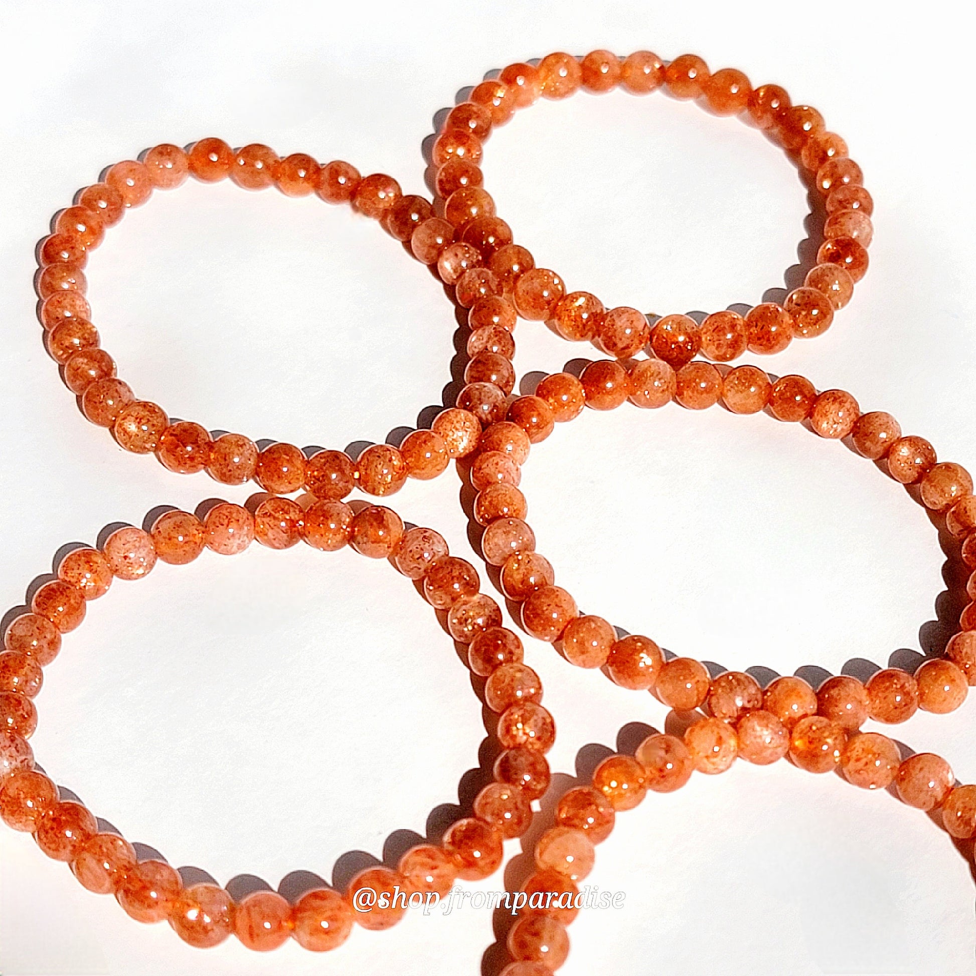 Orange Sunstone Crystal Bracelet Natural Sunstone Gemstone Stretch Bracelet Spiritual Healing Bracelets Anxiety Stress Relief Handmade