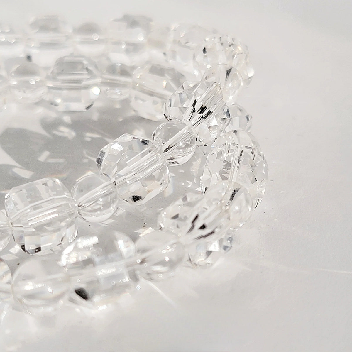 Clear Quartz Cube Crystal Stretch Bracelet