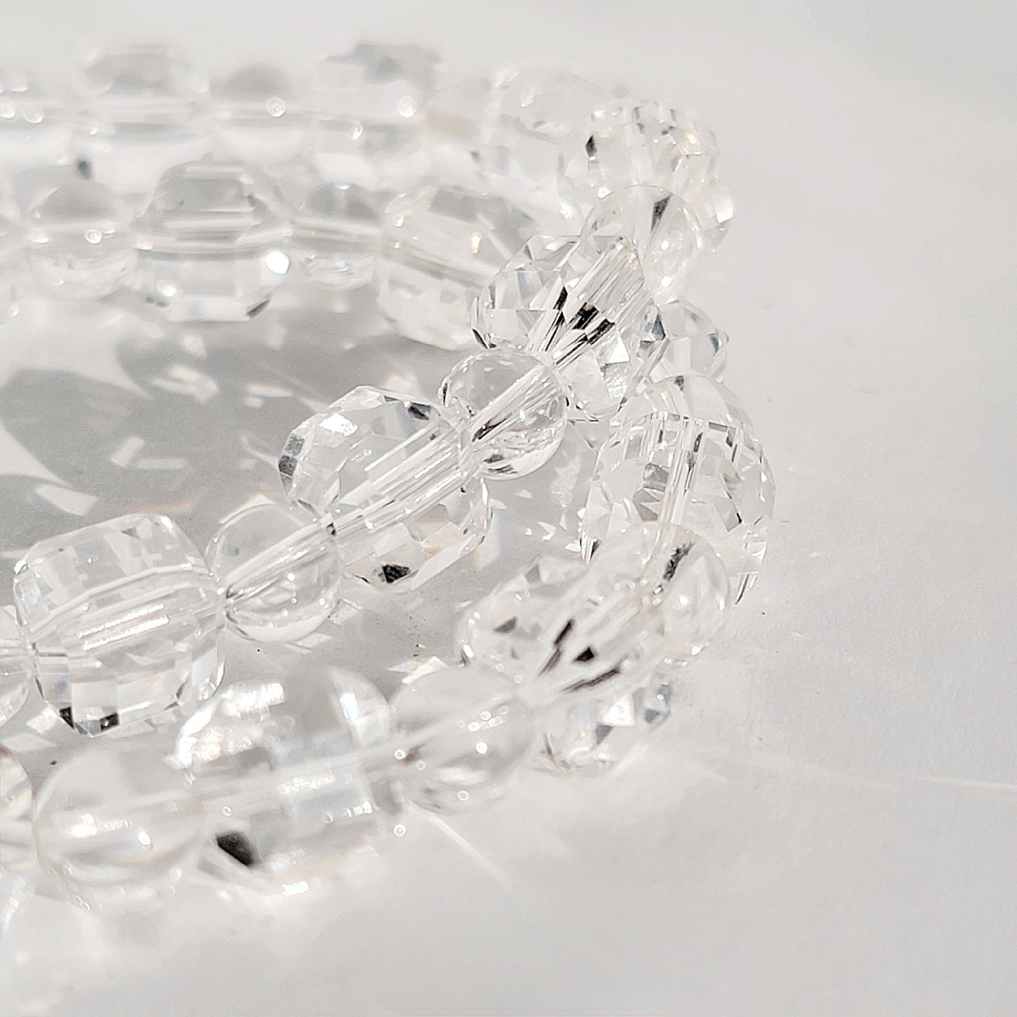 Clear Quartz Cube Crystal Stretch Bracelet