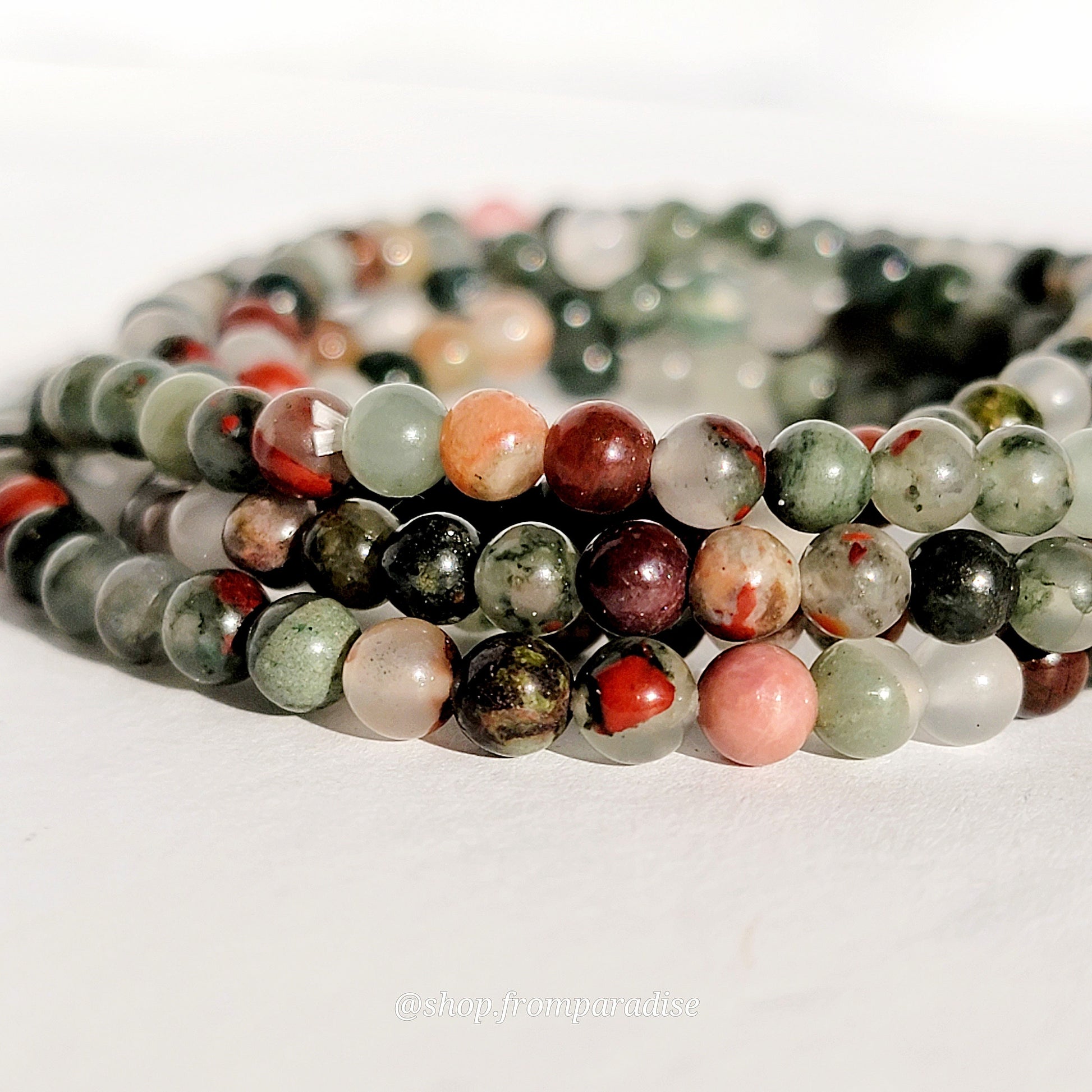 African Bloodstone Crystal Stretch Bracelet