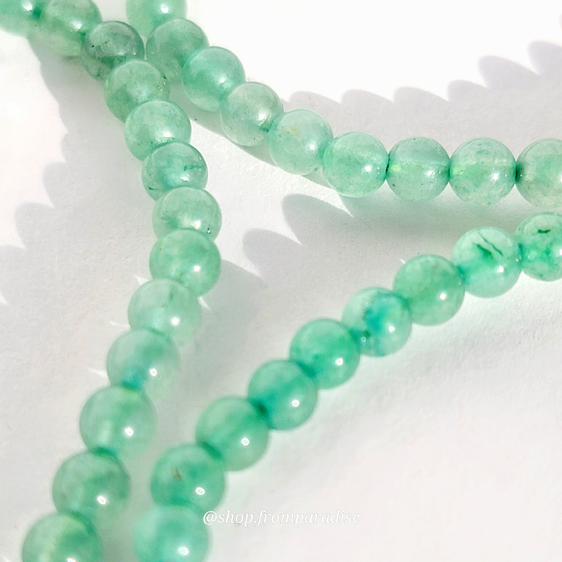 close up of green aventurine crystal bracelet
