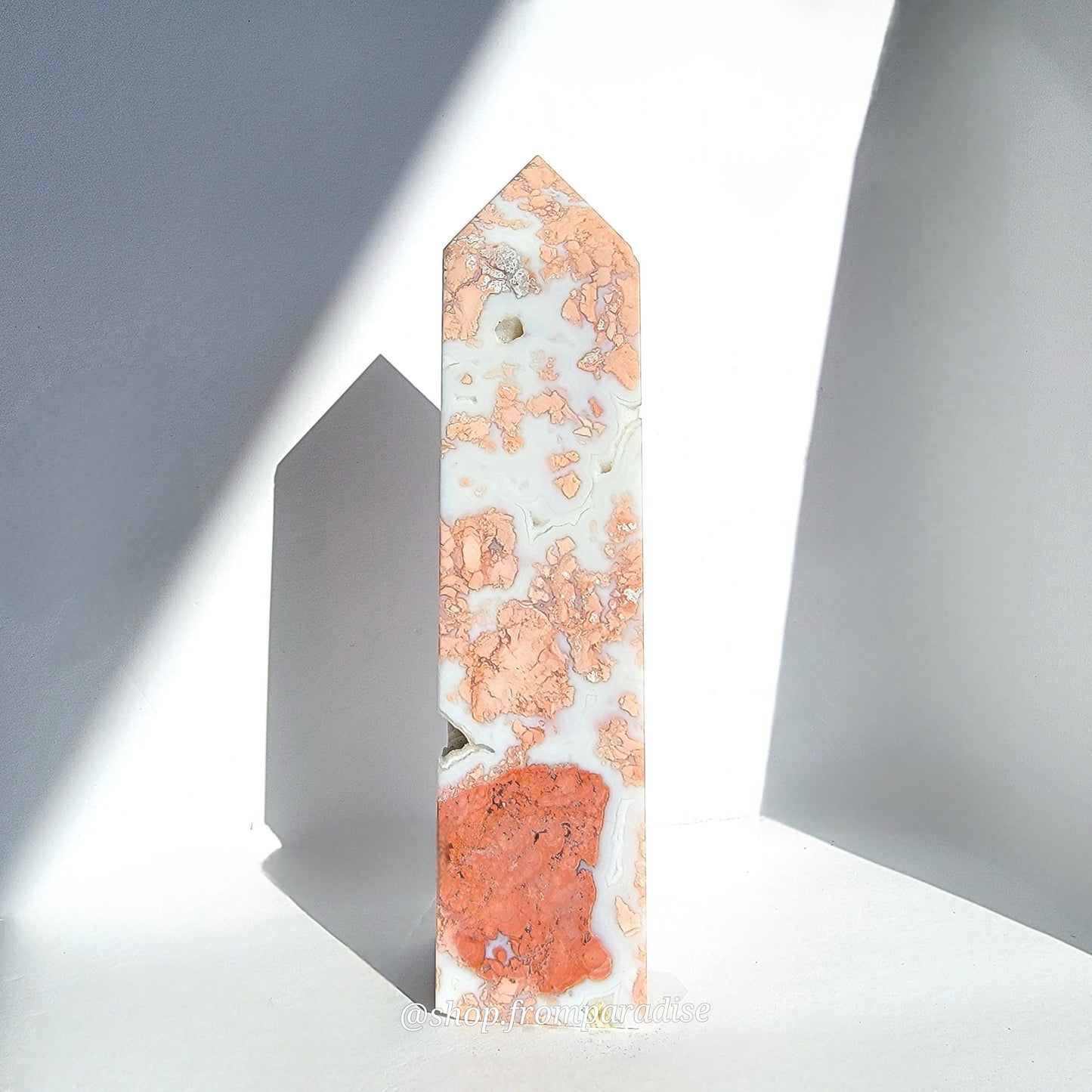 Druzy Pink Agate Crystal Tower