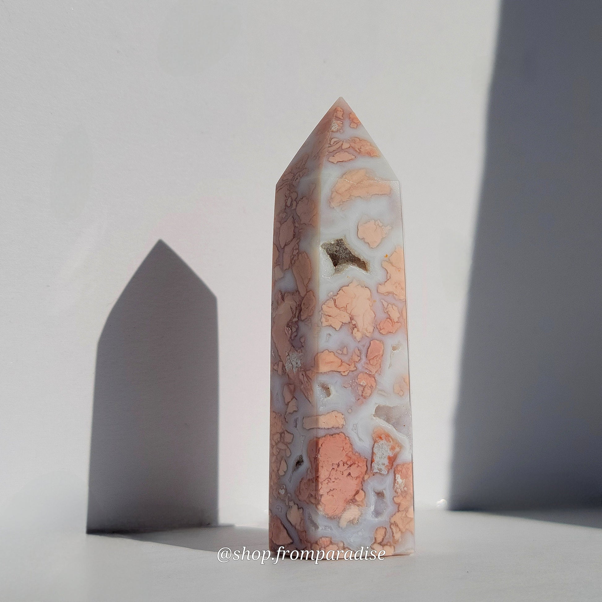 Druzy Pink Agate Crystal Tower