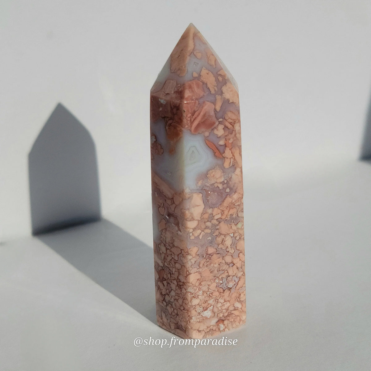 Druzy Pink Agate Crystal Tower