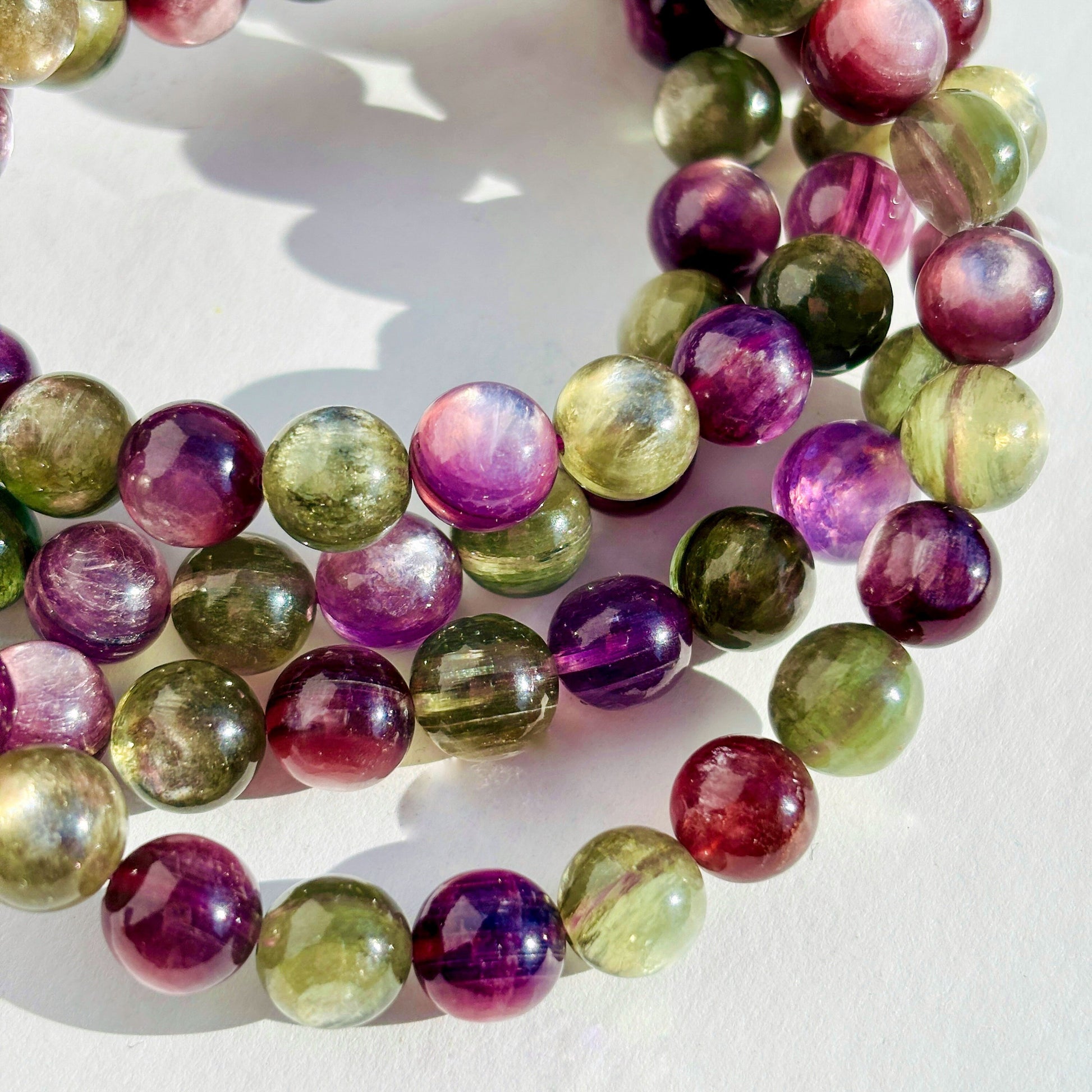 Green Mica Purple Mica Crystal Bracelet