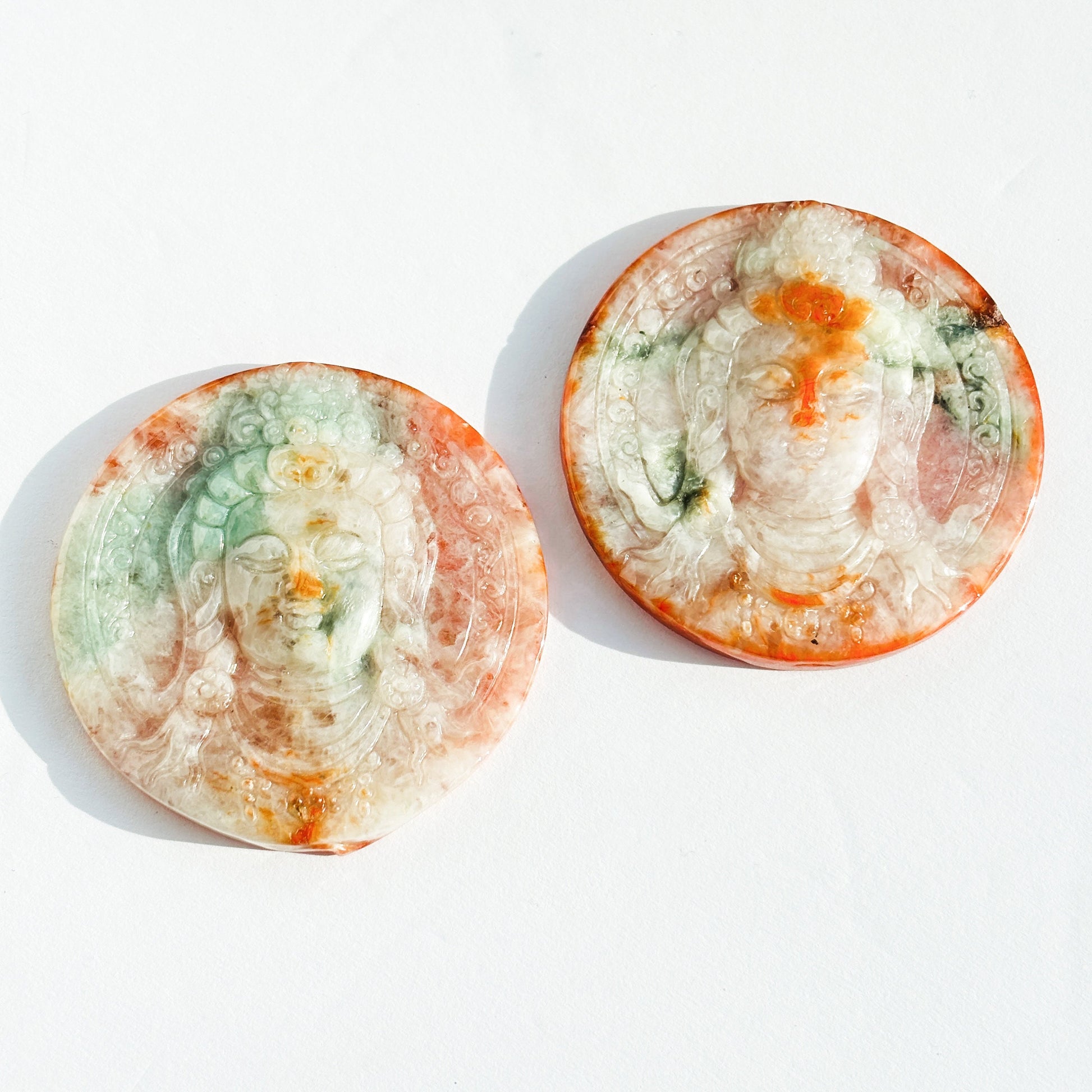 Orange Jade Sitting Buddha Crystal Cabochon