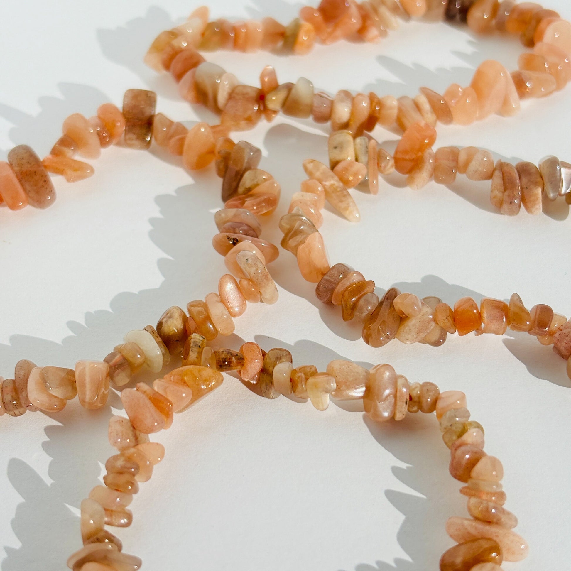 Peach Moonstone with Sunstone Crystal Chip Bracelet