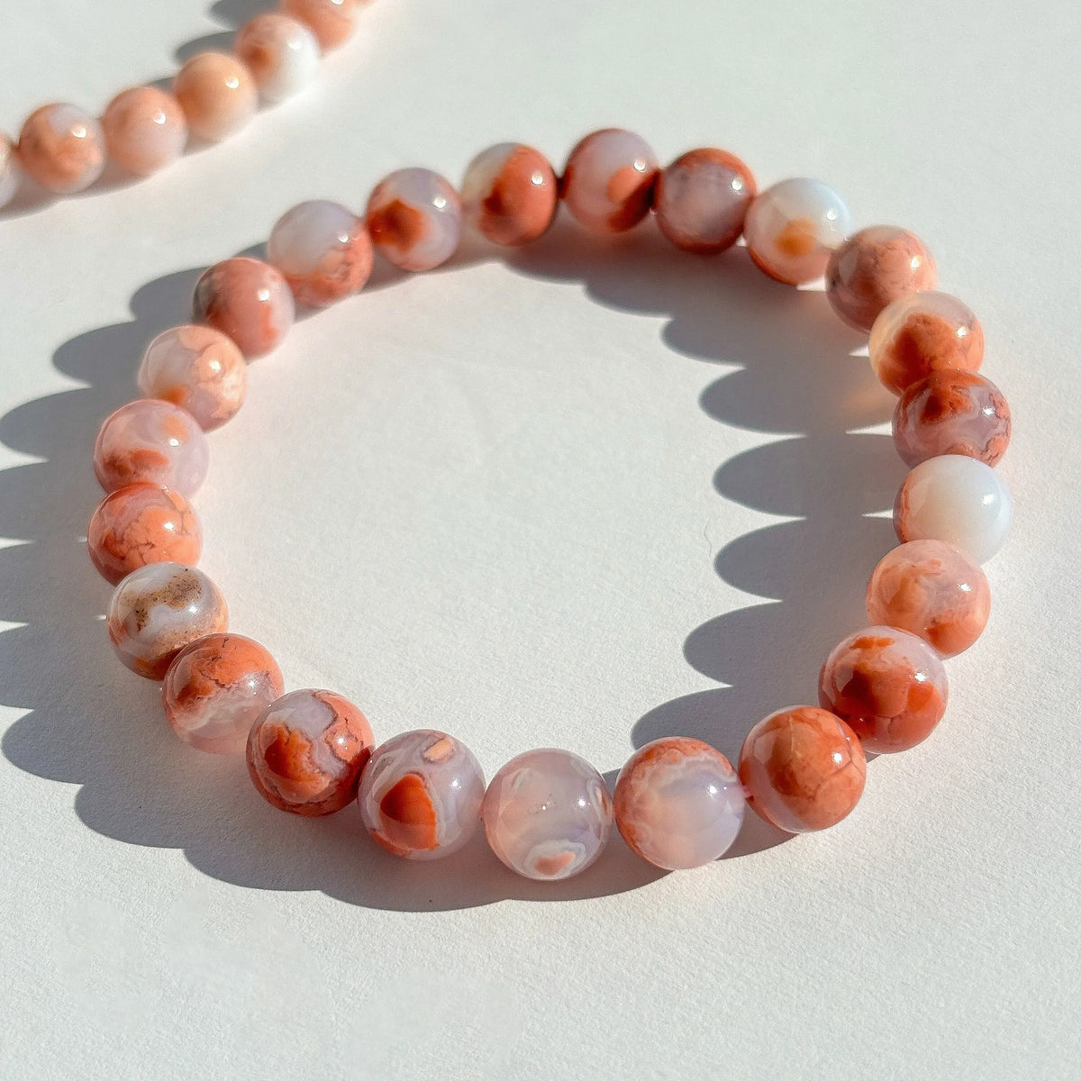 Pink Cotton Candy Agate Crystal Stretch Bracelet