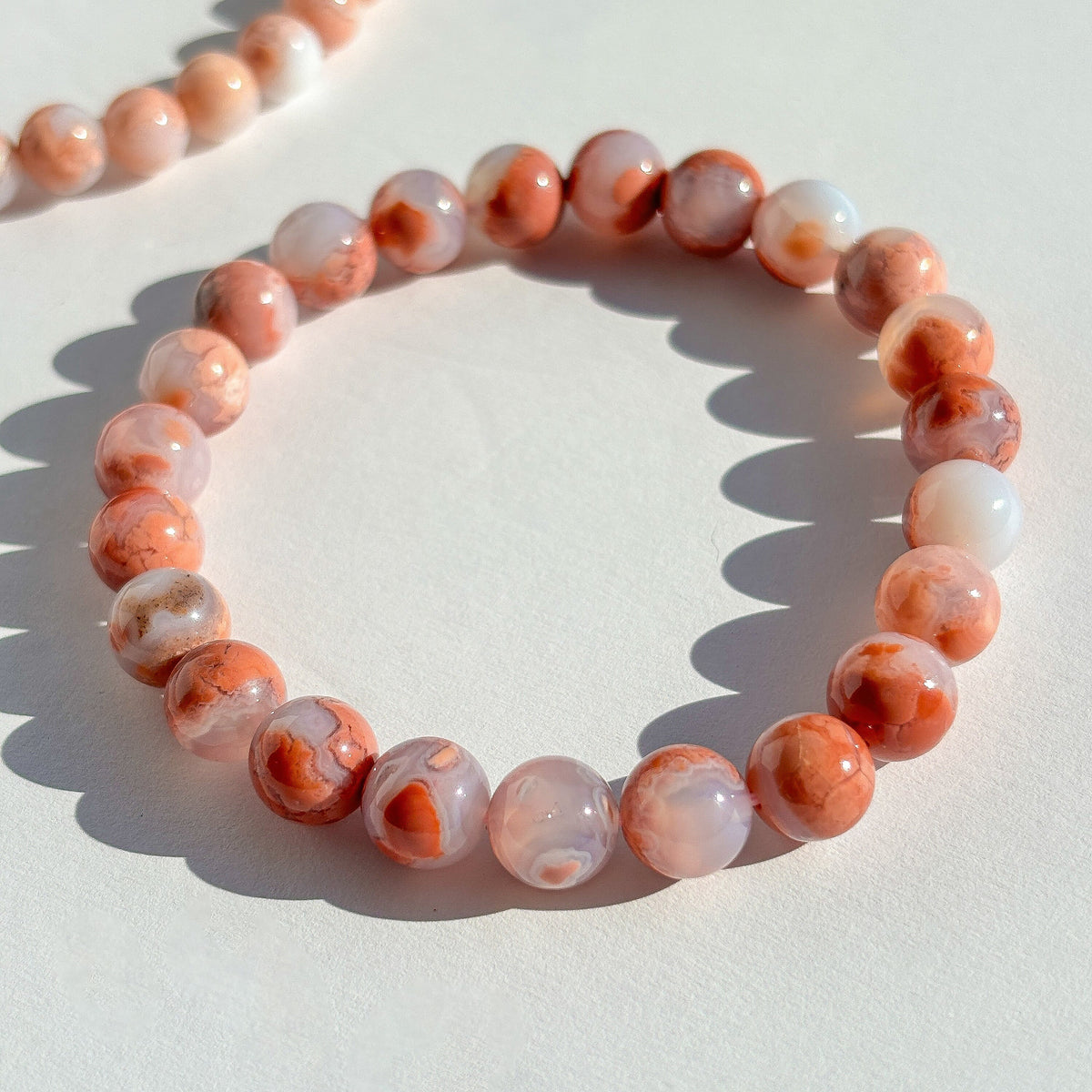 Pink Cotton Candy Agate Crystal Stretch Bracelet