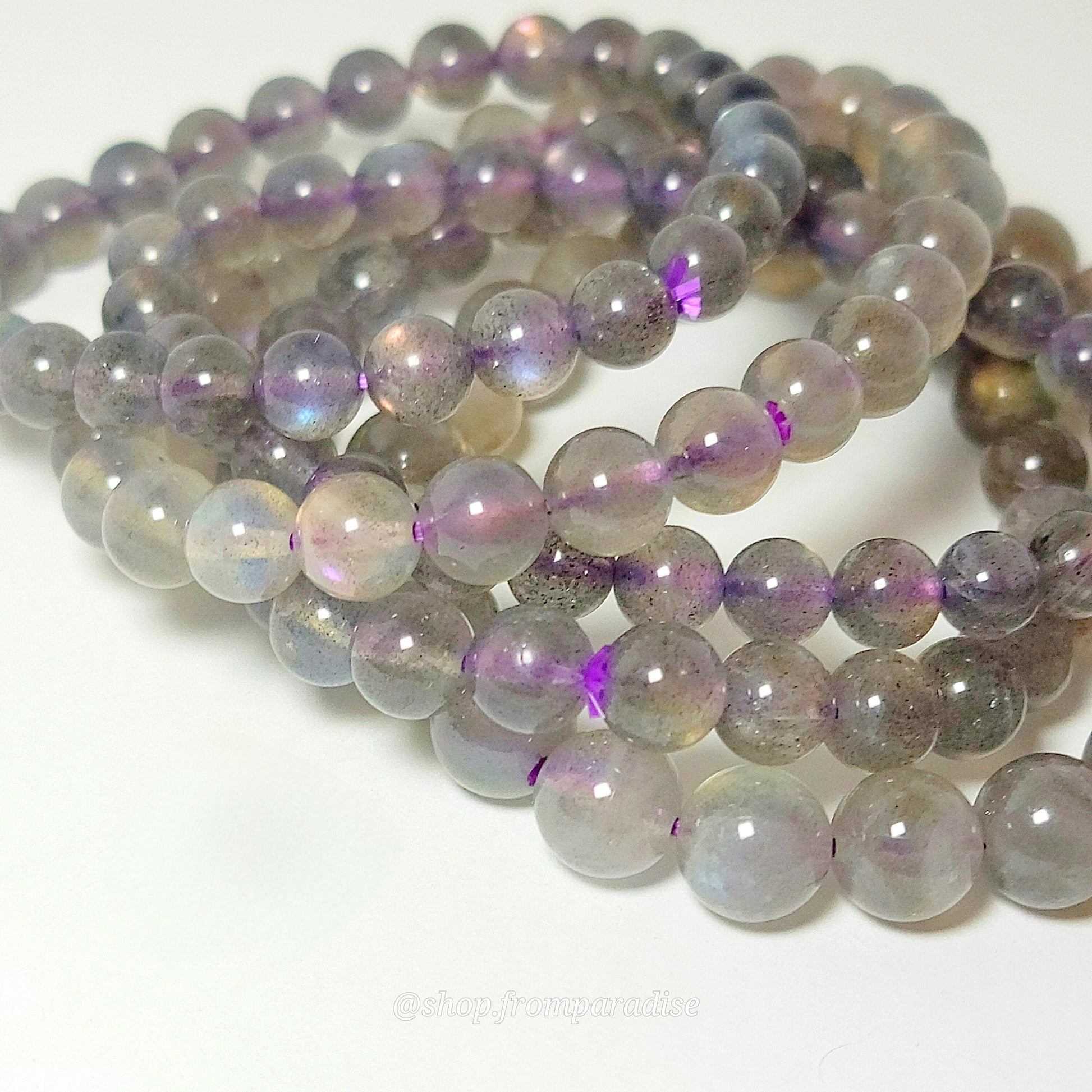 Sunset Pink Purple Labradorite Crystal Bracelet
