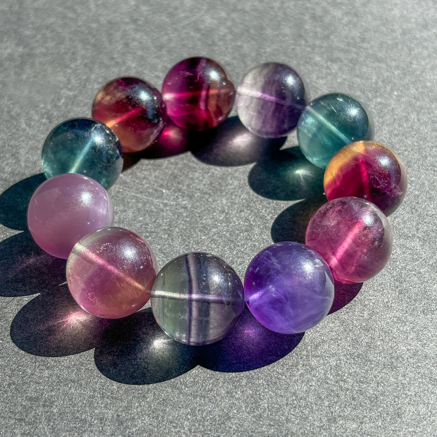 Rainbow Fluorite Large Chunky Crystal Bracelet