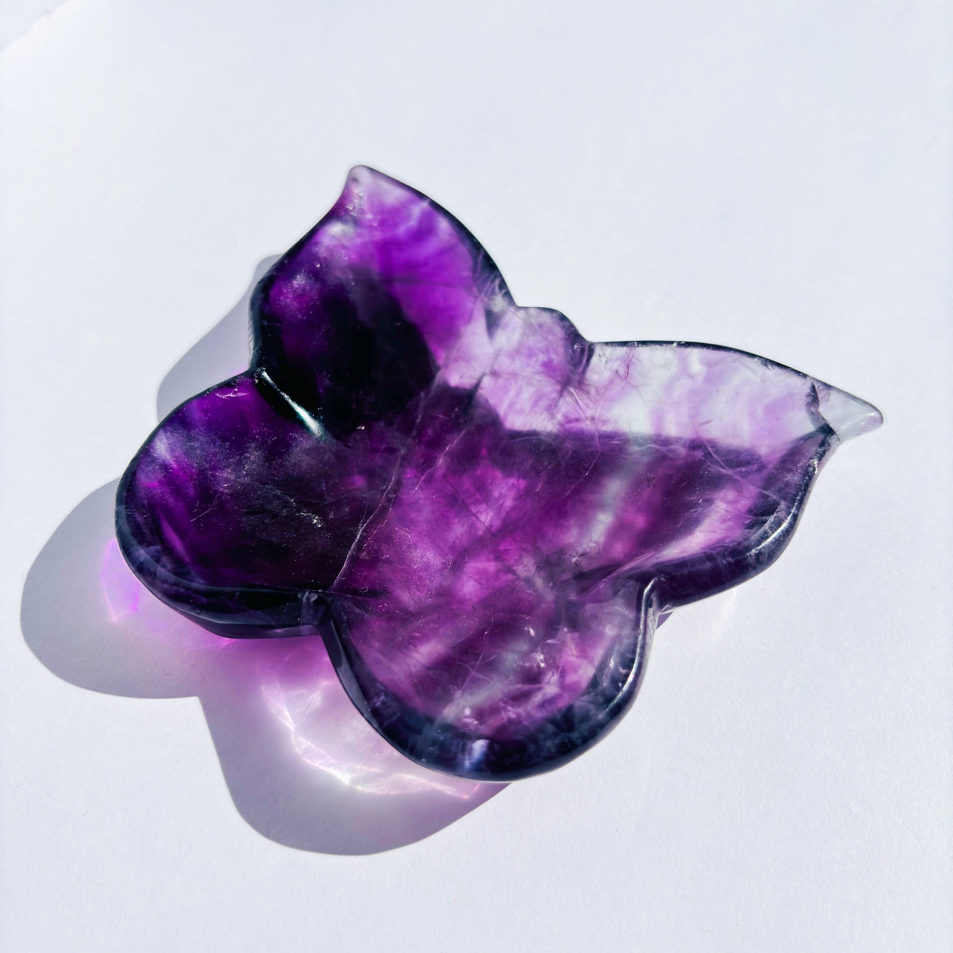 Purple Fluorite Crystal Butterfly Trinket Bowl