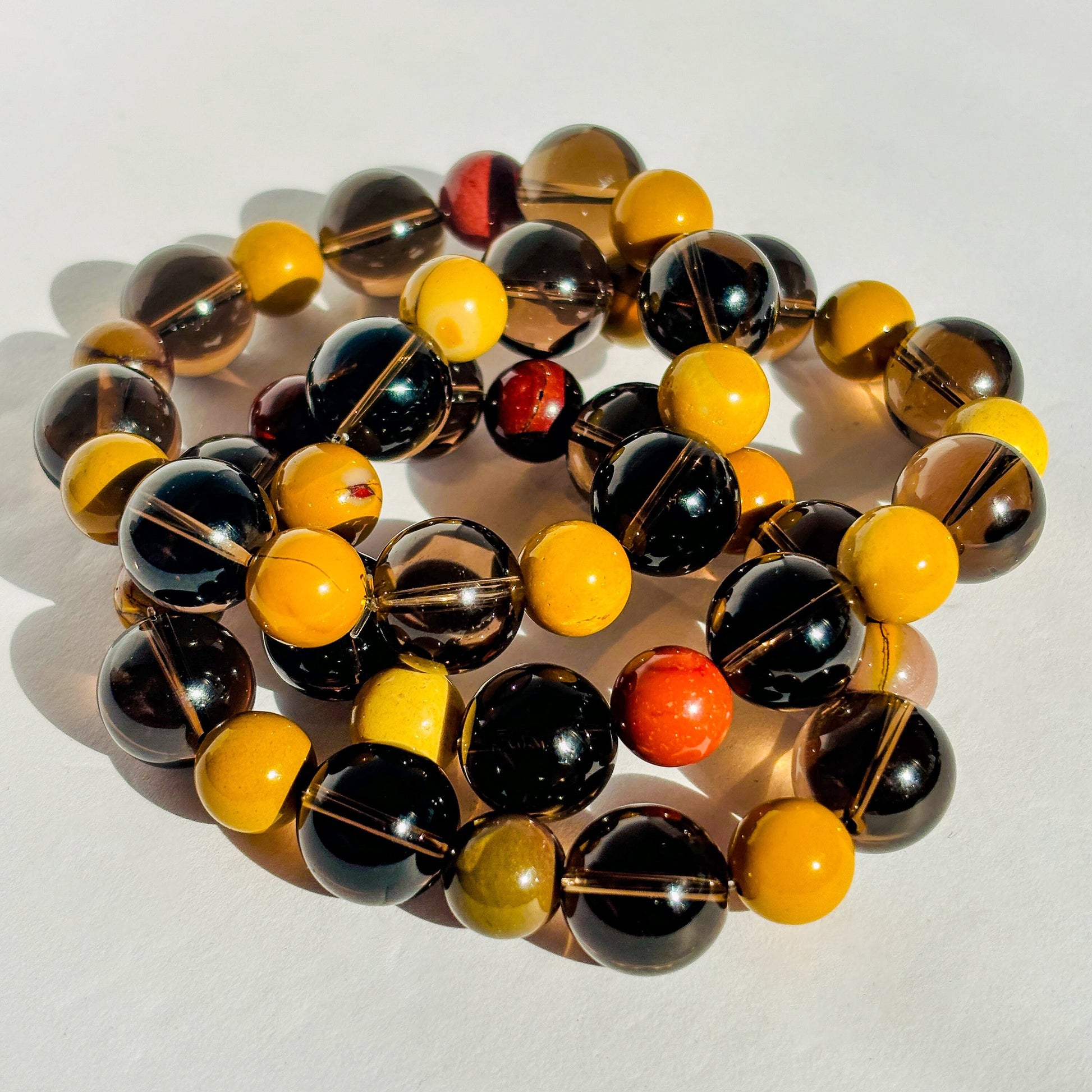 Smoky Quartz and Mookaite Crystal Bracelet