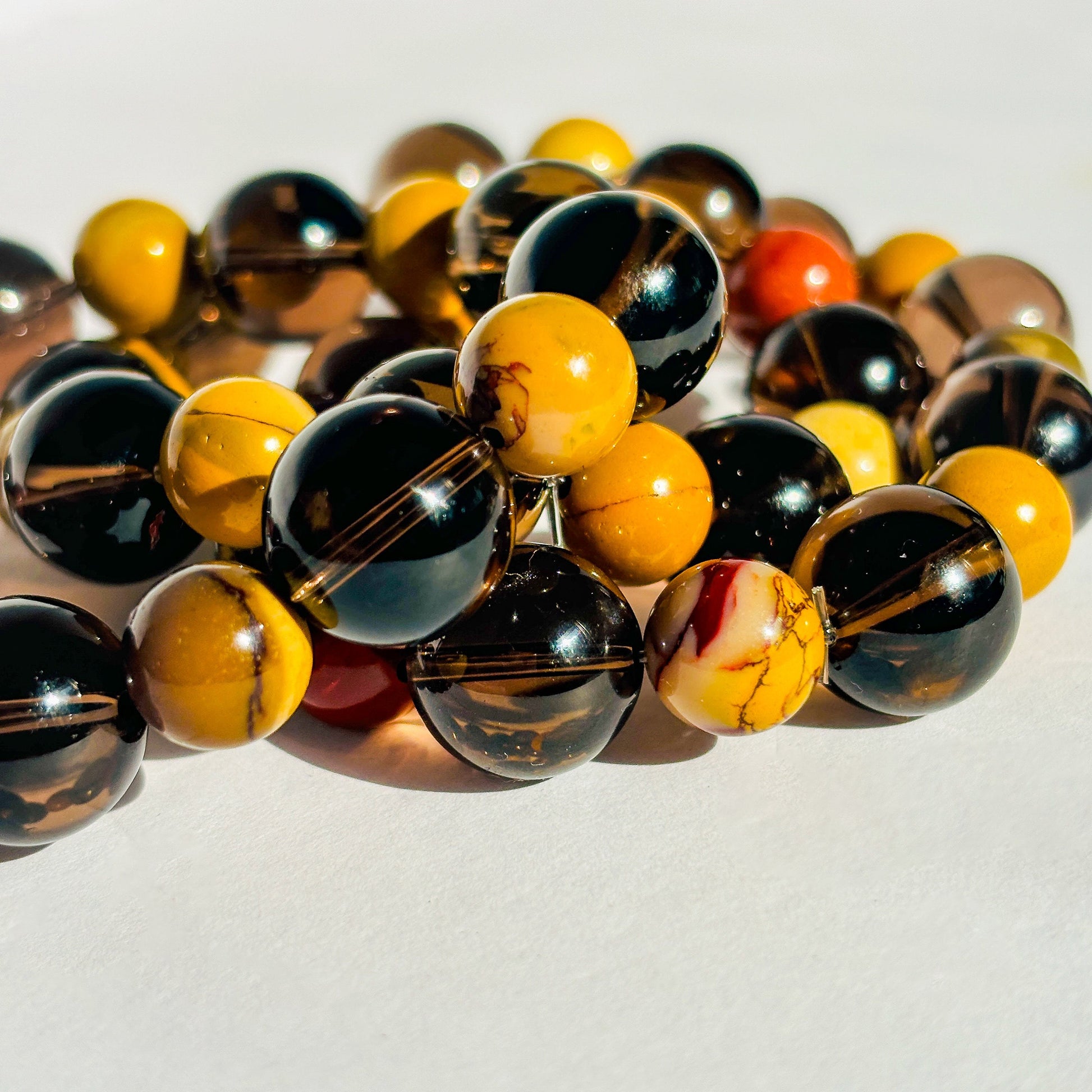 Smoky Quartz and Mookaite Crystal Bracelet