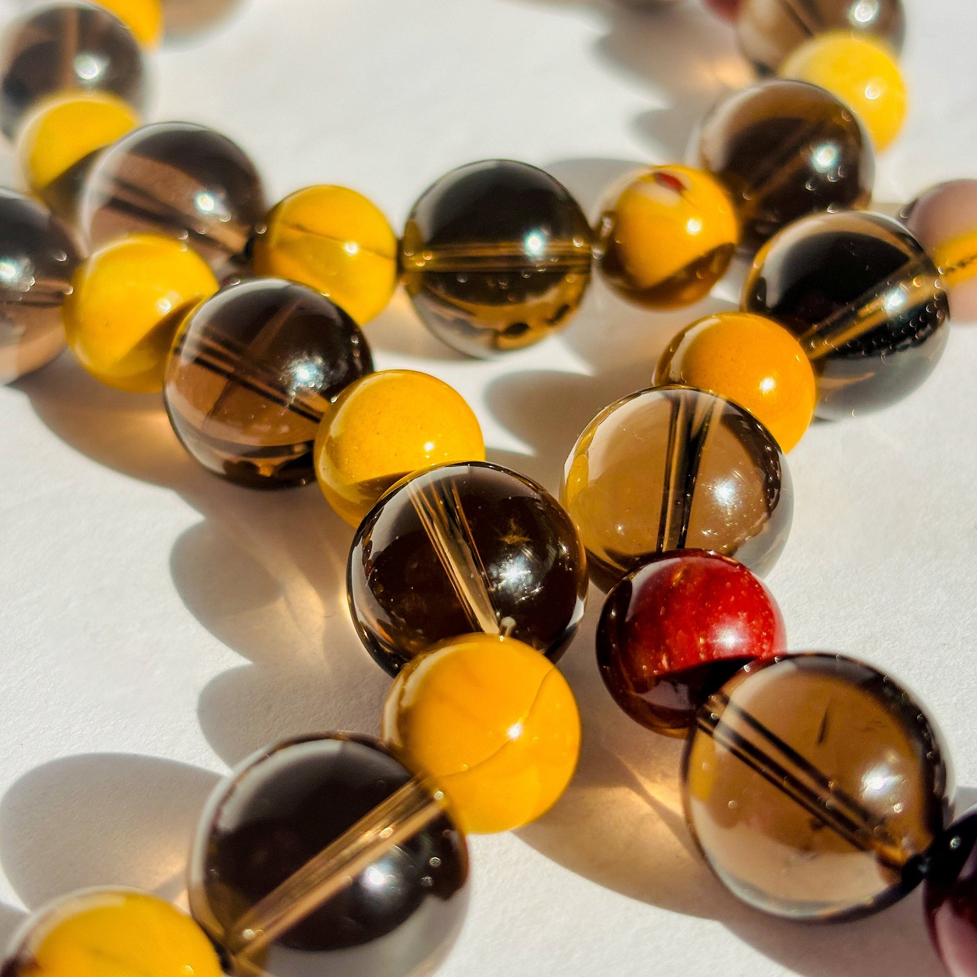 Smoky Quartz and Mookaite Crystal Bracelet