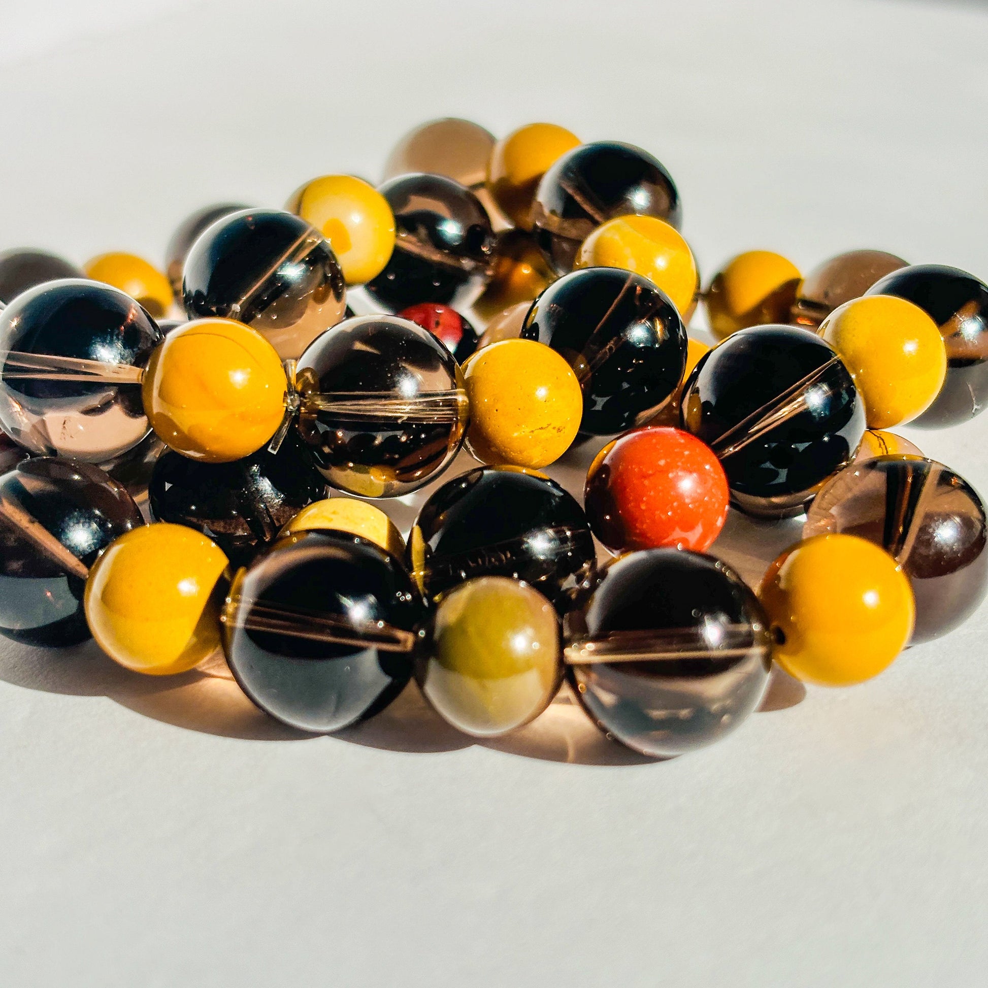 Smoky Quartz and Mookaite Crystal Bracelet
