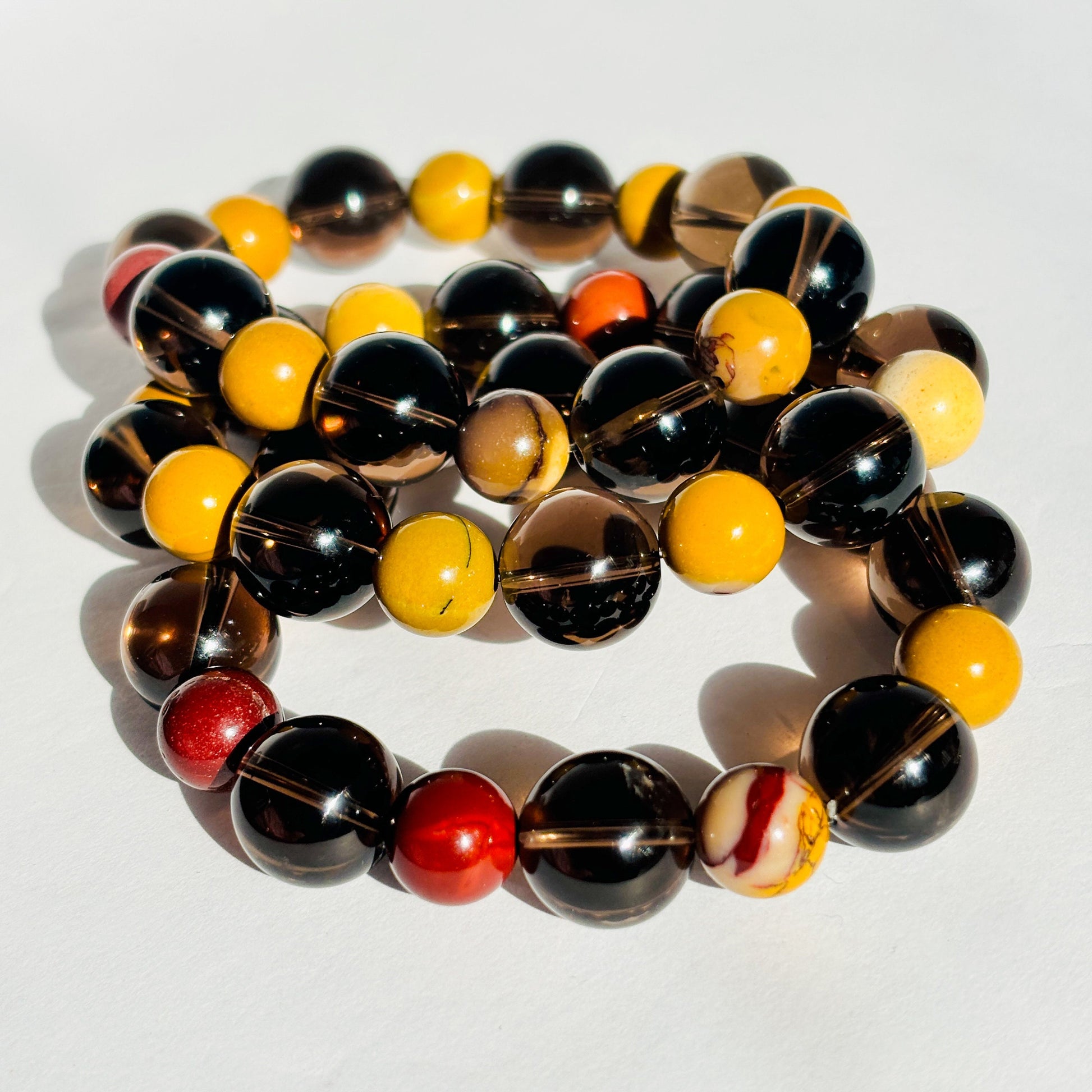Smoky Quartz and Mookaite Crystal Bracelet