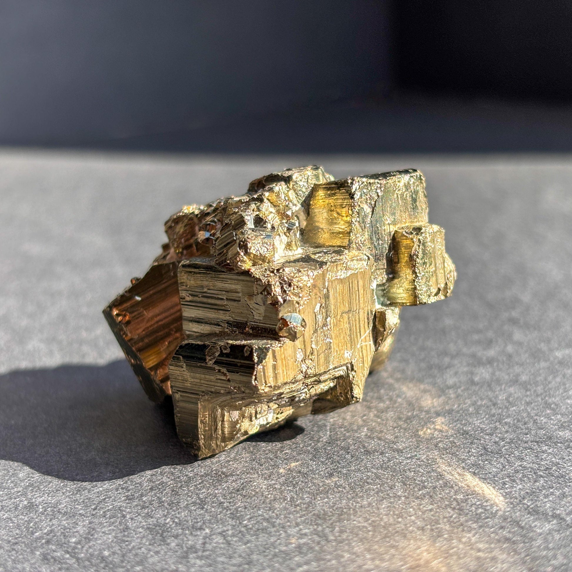 Pyrite Crystal Mineral Specimen against a black background