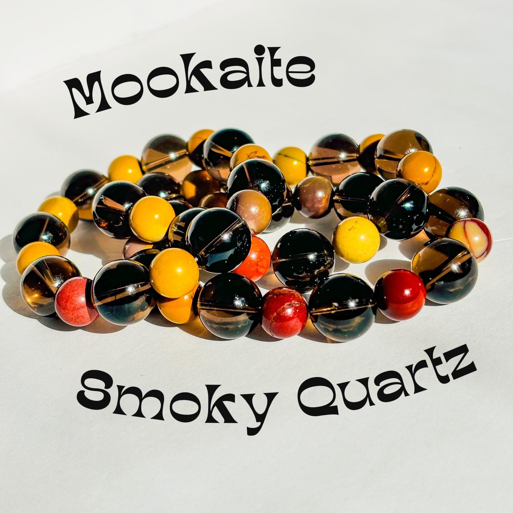 Smoky Quartz and Mookaite Crystal Bracelet