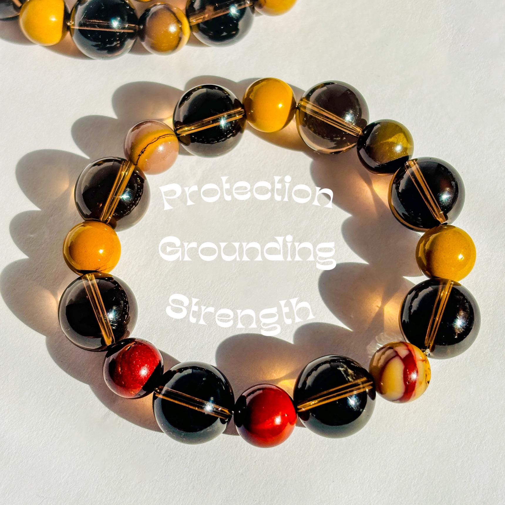 Smoky Quartz and Mookaite Crystal Bracelet
