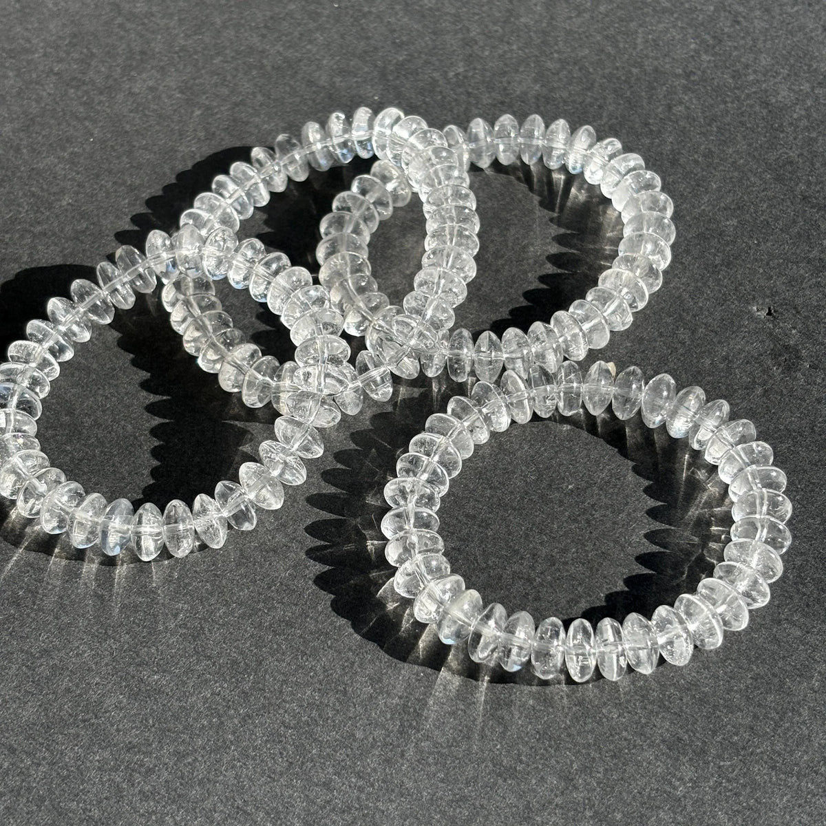 Clear Quartz Rondelle Crystal Stretch Bracelet
