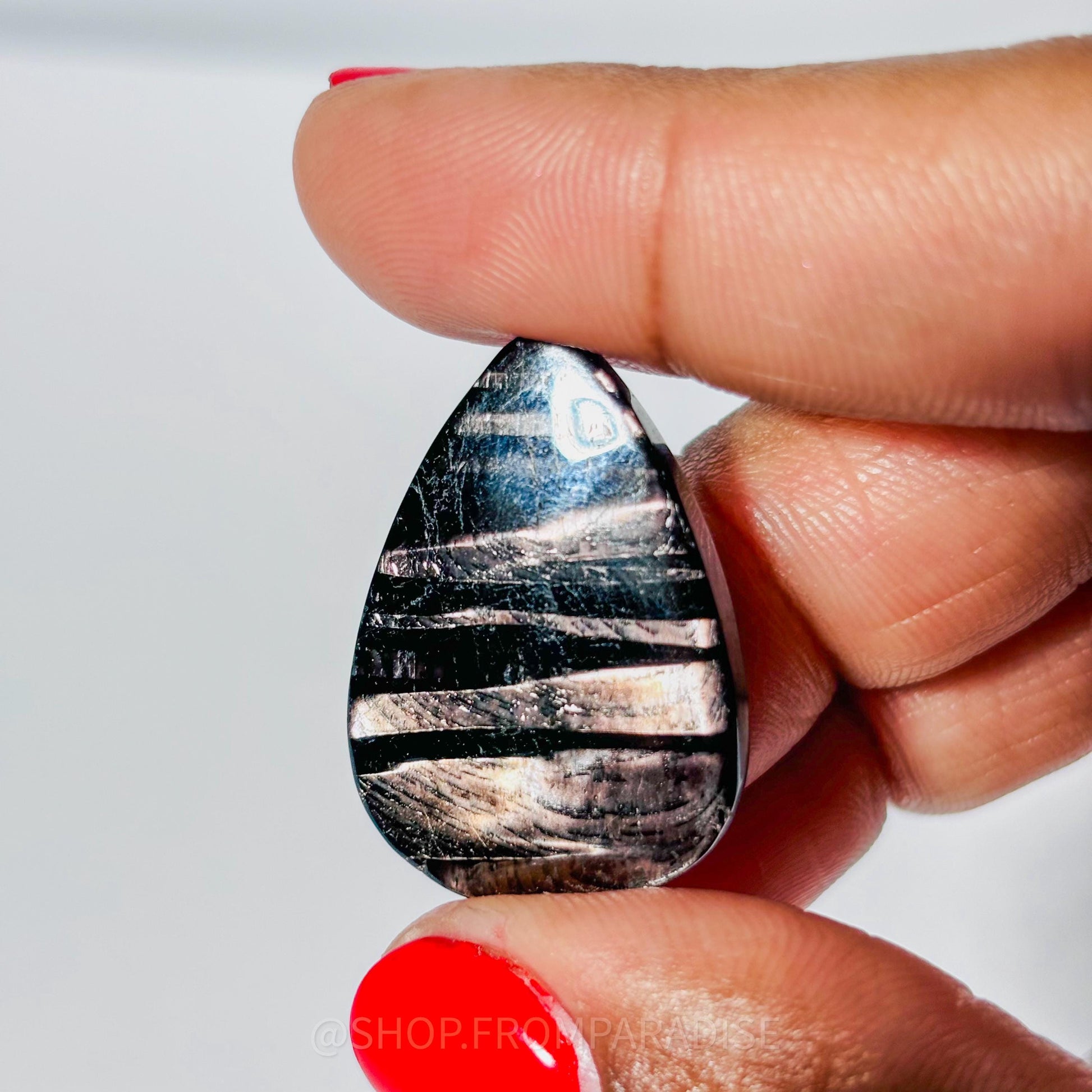 Hypersthene Teardrop Crystal Cabochon