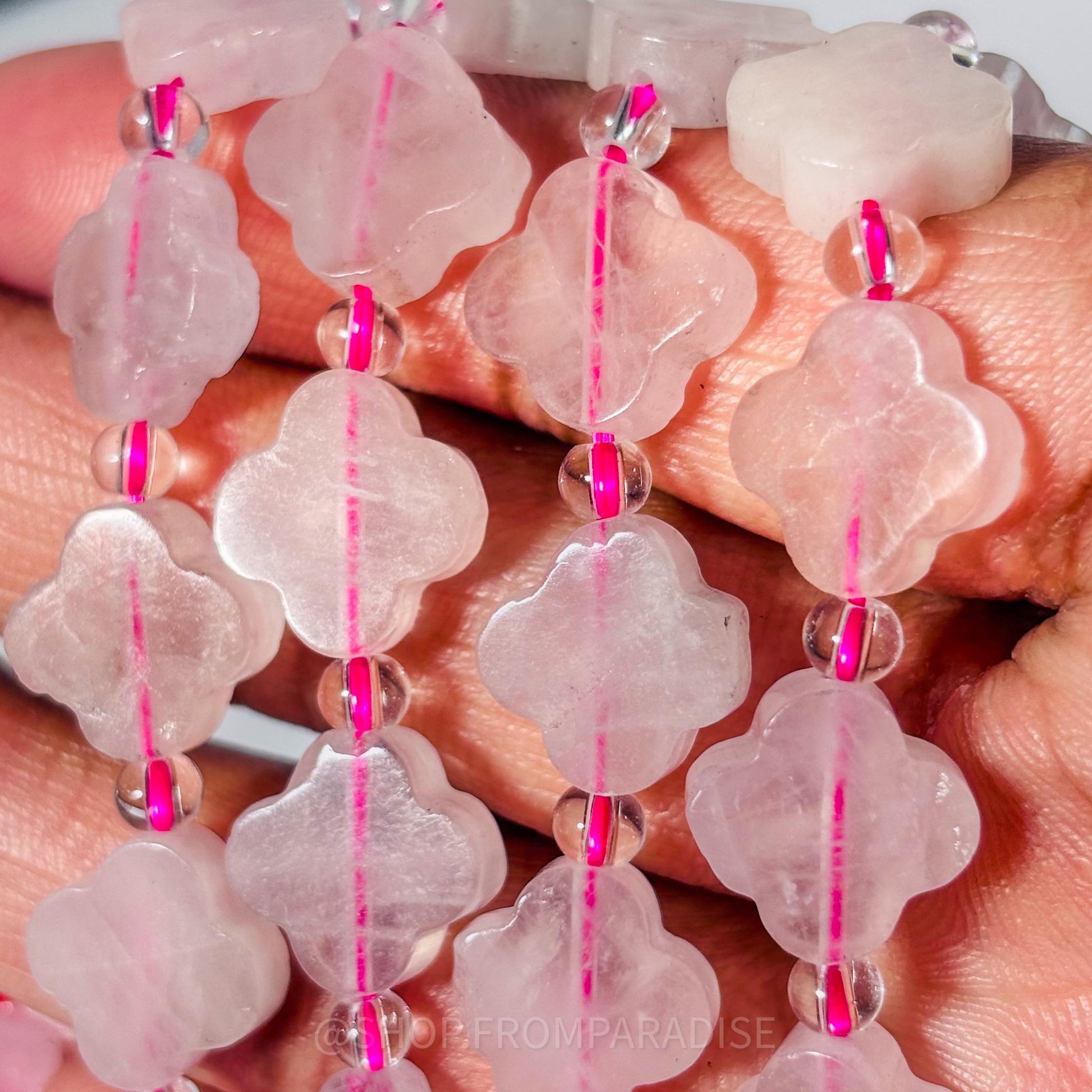 Rose Quartz Clove Shaped Crystal Stretch Bracelet
