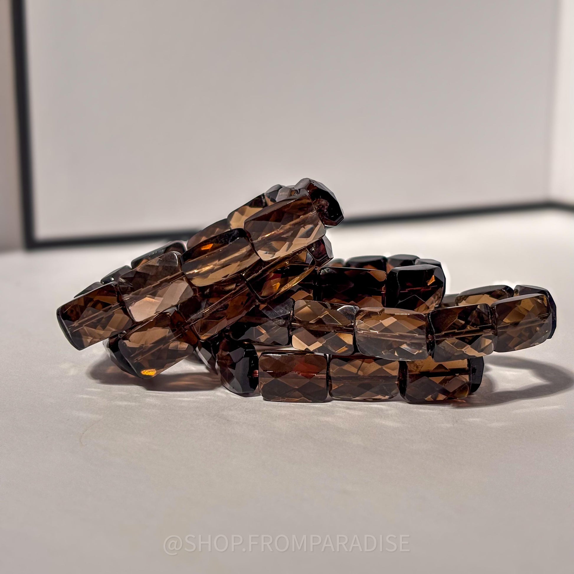 Smoky Quartz Faceted Crystal Stretch Bracelet
