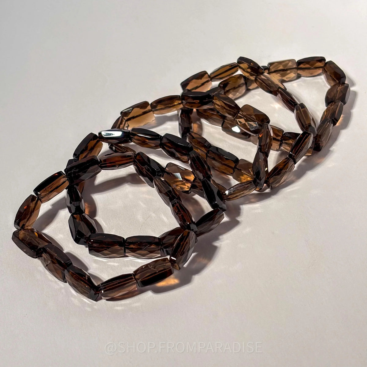 Smoky Quartz Faceted Crystal Stretch Bracelet