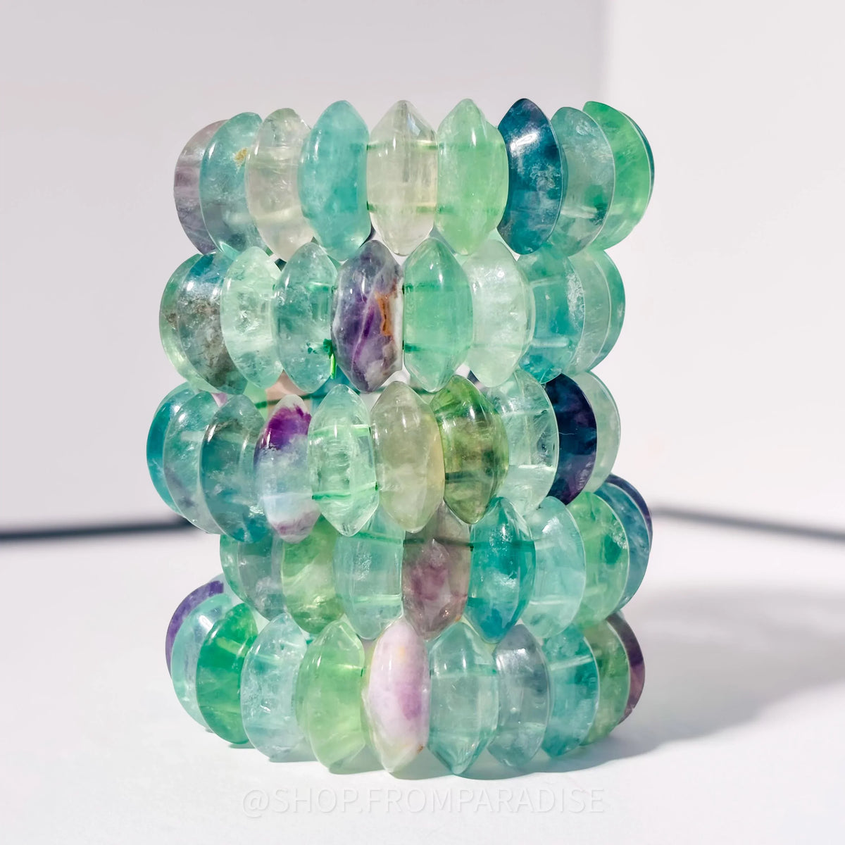 Green Fluorite Crystal DT Point Stretch Bangle Bracelet