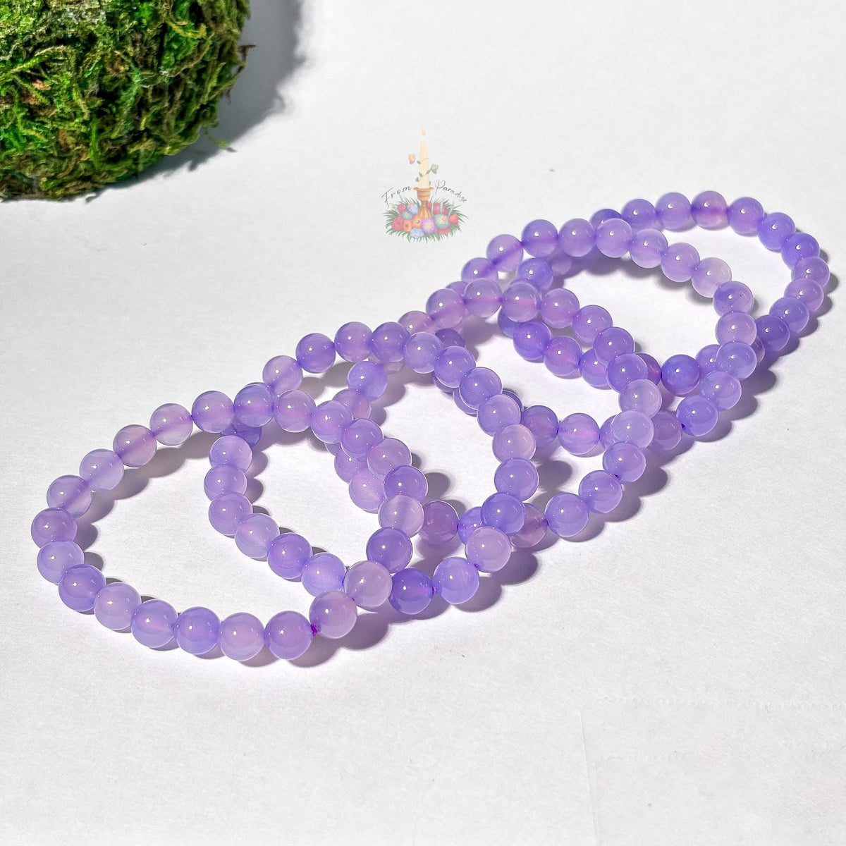 Purple Chalcedony Agate Crystal Stretch Bracelet