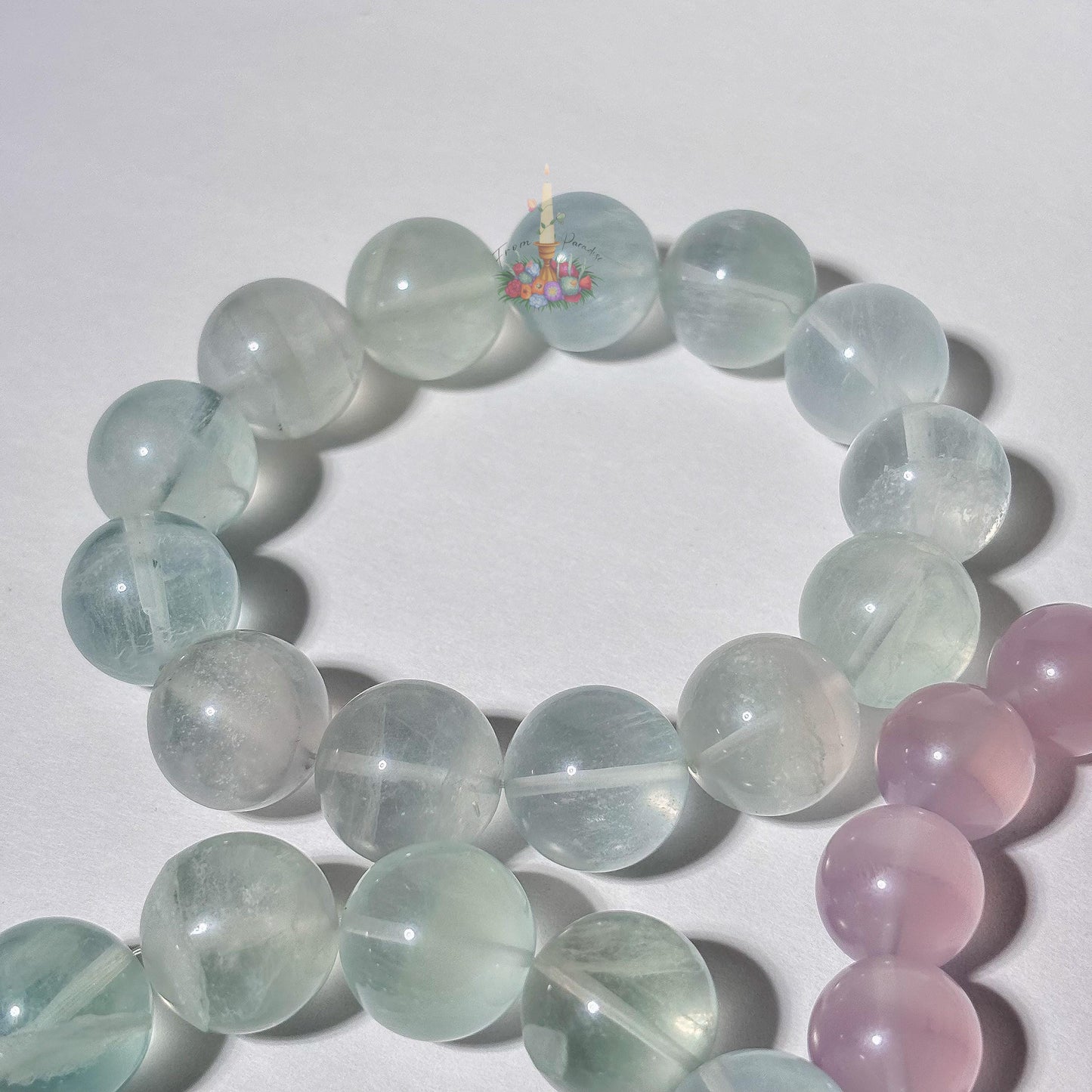 Clear Fluorite Crystal Bracelet, Stone for Focus, 13mm 16mm