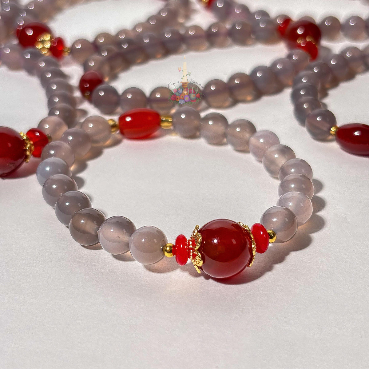 Red Agate Purple Agate Artisan Bracelet