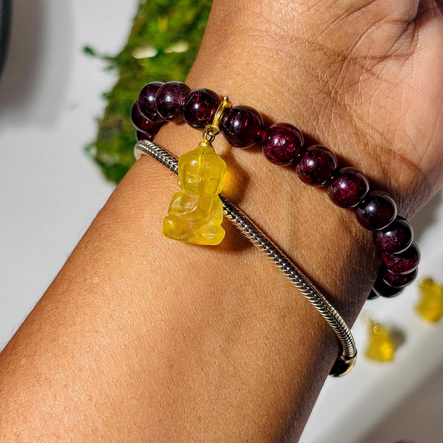 Fluorite Buddha Charm for Bracelet - Healing Crystal Jewelry