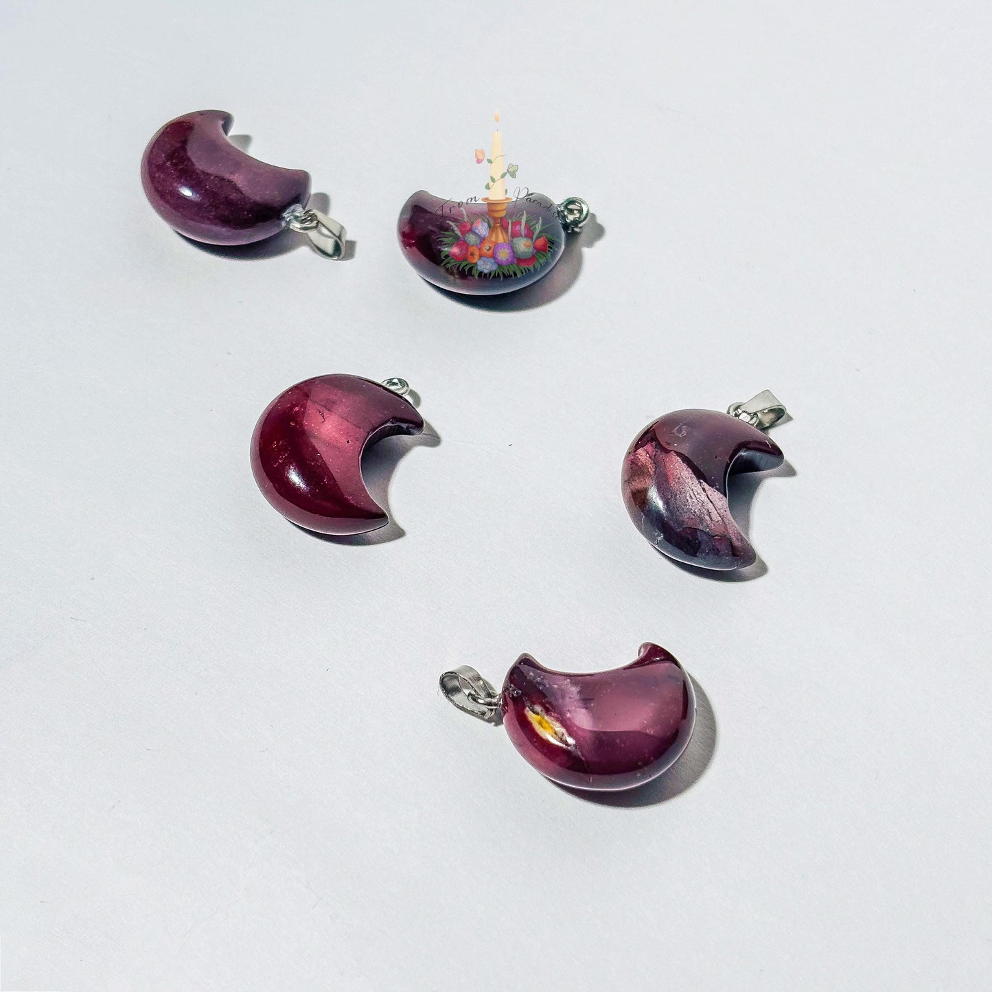Crescent Moon Gemstone Pendant