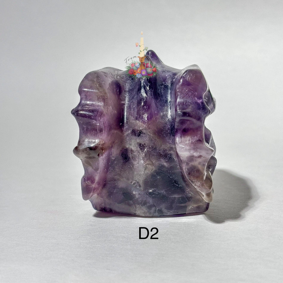 Chevron Amethyst Dragon Head Crystal Carving, Purple Gemstone Figurine, Fantasy Crystal Decor