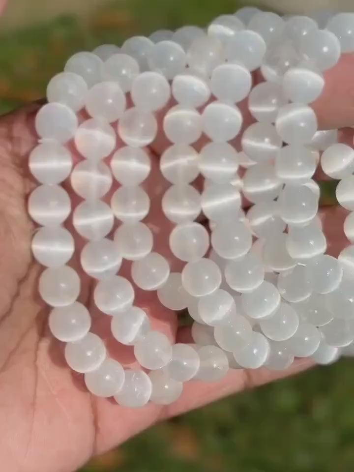 SELENITE (Satin Spar) Crystal Stretch Bracelet