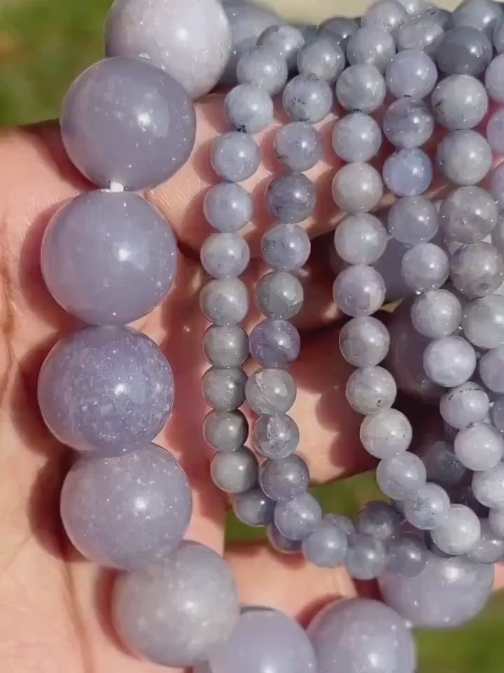 Tanzanite Crystal Round Bead Stretch Bracelet