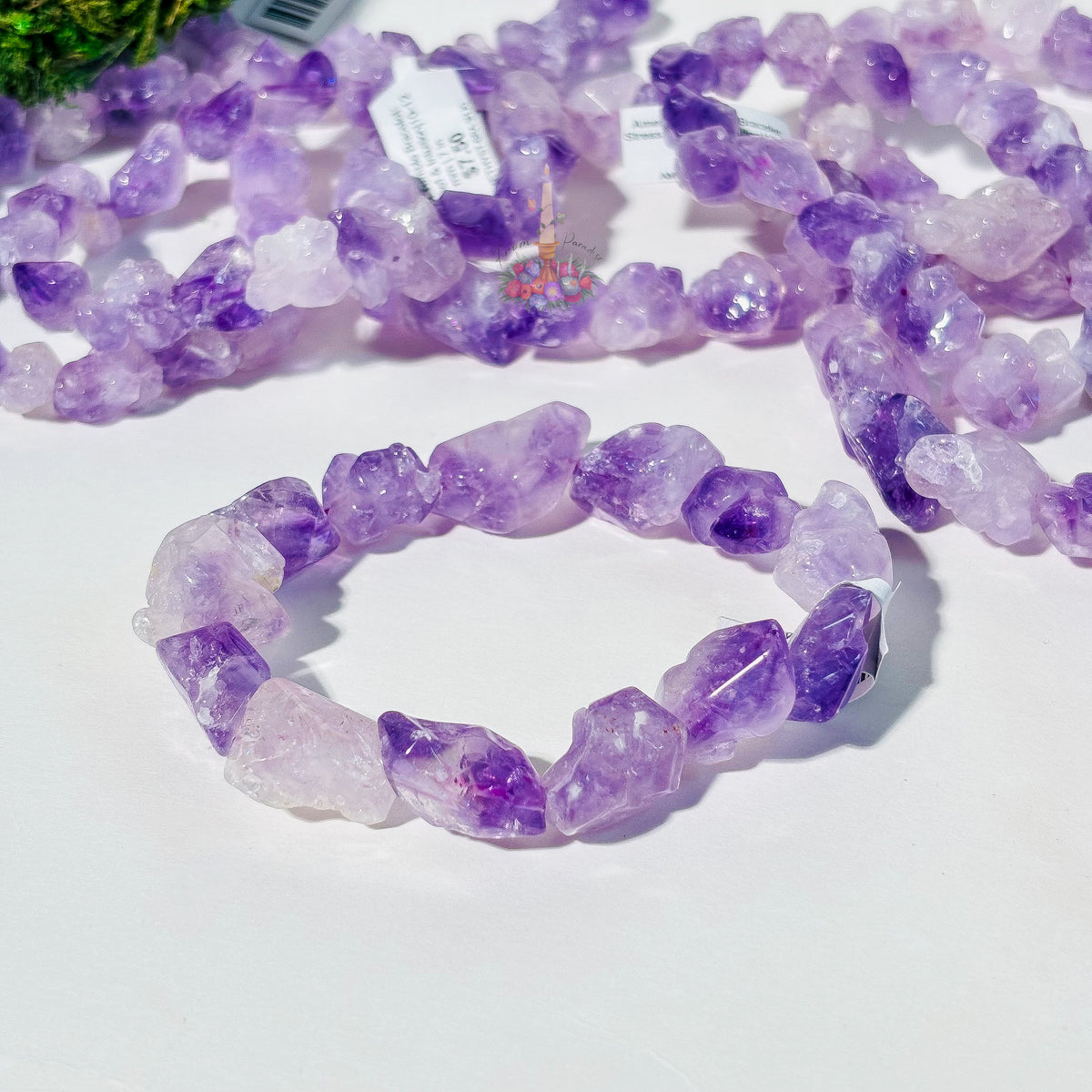 Handmade Amethyst tumble crystal bracelet for stress relief by From Paradise