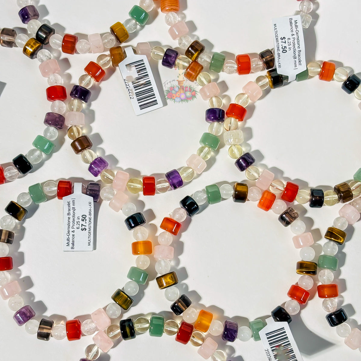 Multi-Gemstone Crystal Bracelet for balance and protection with colorful beads.