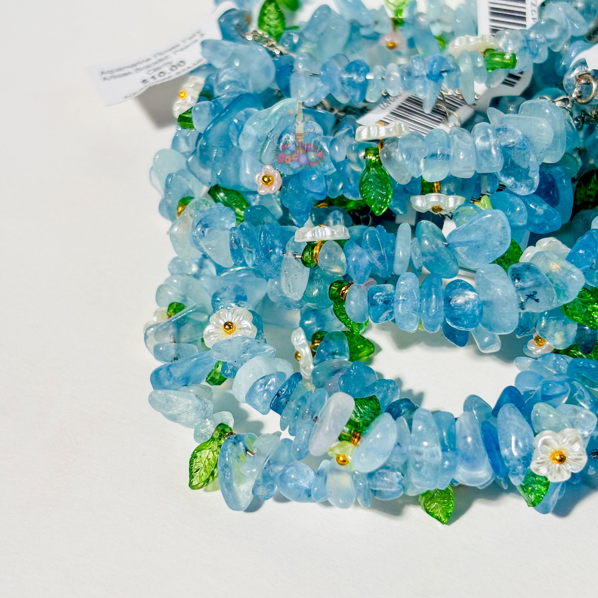 Aquamarine Flower Fairy Artisan Bracelet: Peace & Clarity