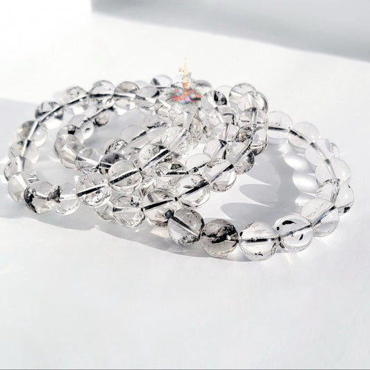 Pakimer Diamond Crystal Bracelet with clear quartz beads for spiritual connection.